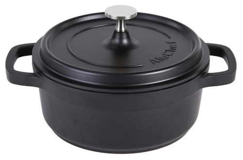 Brytfanna okrągła AluChef®, aluminium odlewane, indukcja, powłoka nieprzywierająca PTFE, ø200x80 mm, czarna | CONTACTO, 6980/207