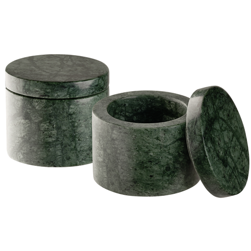 Marmurowy pojemnik okrągły z pokrywką, 2 szt. | APS, Minera