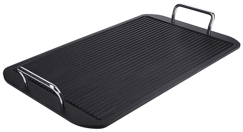 Płyta grillowa GN 1/1 dwustronna, żeliwo, ryflowana i gładka, uchwyty stal 18/10, 530x325 mm, czarna | CONTACTO, 5751/530