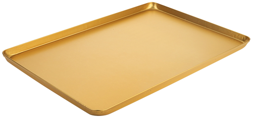 Taca ekspozycyjna piekarnicza, aluminium anodowane na złoto, zawijany rant, 485x325x20 mm, złota | CONTACTO, 4719/500