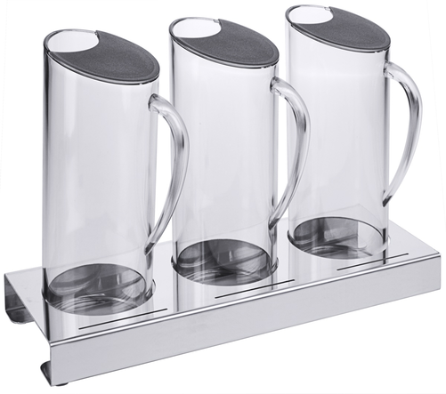 Zestaw dyspenserów do płatków 3-pojemnikowy, stojak stal nierdzewna 18/10, pojemniki SAN 1,5 l, 400x140x275 mm, inox | CONTACTO, 3140/003