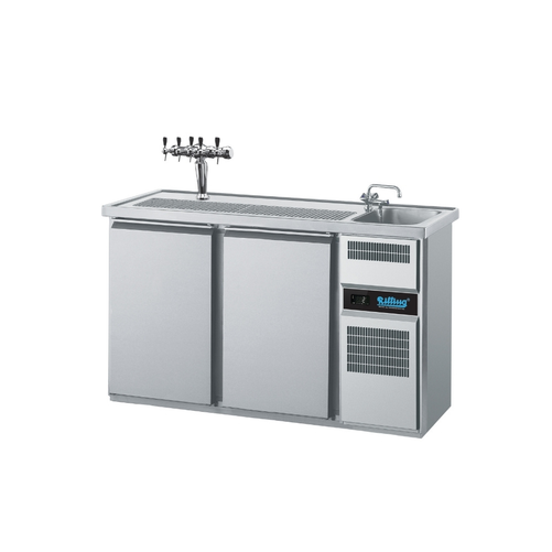 Barowy stół chłodniczy, 2-drzwiowy, ze zlewem 1-komorowym po prawej stronie, własne chłodzenie, blat, 0,4 kW, 1550x700x980 mm | RILLING, AGT M721R 81