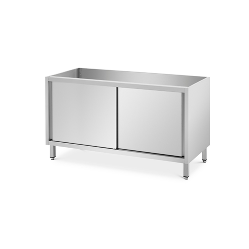 Stół przyścienny z rantem i drzwiami suwanymi, ze stali nierdzewnej, 1100x600x850(900) mm | RILLING, SS 0611U 0000