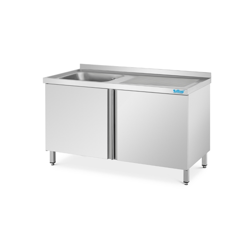Stół ze zlewem 1-komorowym po lewej stronie, 1200x600x850(900) mm | RILLING, ST 0612C 1LSF