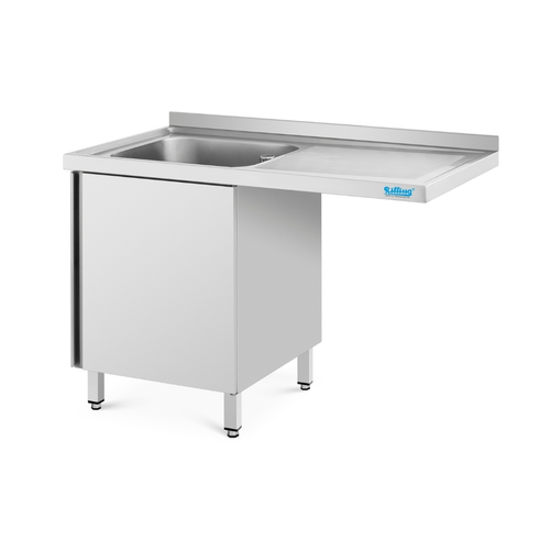 Stół ze zlewem 1-komorowym po prawej stronie, wydłużony ociekacz, 1200x600x850(900) mm | RILLING, ST C612C 1RSF