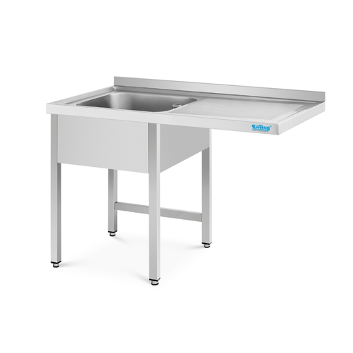 Stół ze zlewem 1-komorowym po prawej stronie, wydłużony ociekacz, 1200x600x850(900) mm | RILLING, ST C612C 1RTO