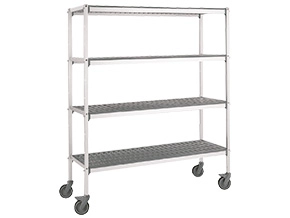 Podpora aluminiowa na kółkach do regału modułowego, 5-poziomowa, 1750x600 mm | ASBER, SM-65-G