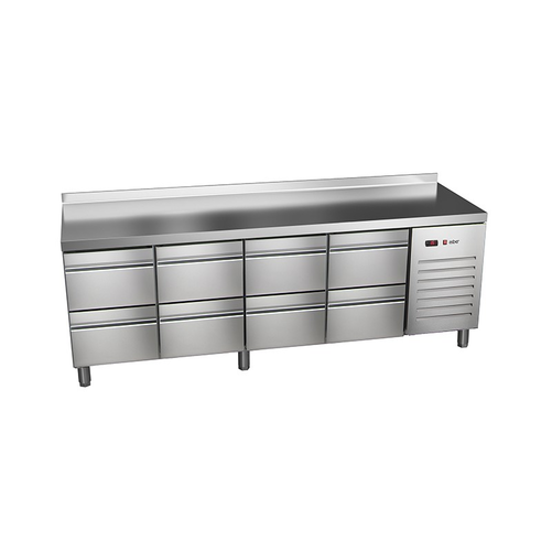 Stół chłodniczy, agregat z boku, 8 szuflad, GN 1/1, 572 l, 0,336 kW, ze stali nierdzewnej, 2542x600x850 mm | ASBER, ETP-6-250-08 HC SB40