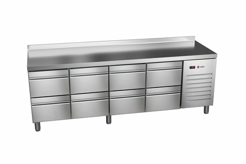 Stół chłodniczy, agregat z boku, 8 szuflad, GN 1/1, 581 l, 0,581 kW, ze stali nierdzewnej, 2242x700x850 mm | ASBER, ETP-7-225-08 HC SB40