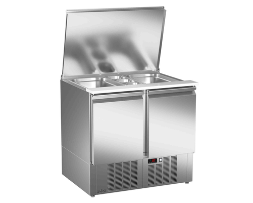 Stół chłodniczy sałatkowy, 2-drzwiowy, 155 l, 0,245 kW, ze stali nierdzewnej, 894x700x861 mm | ASBER, ETS-090