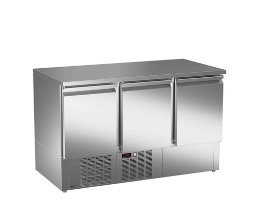 Stół chłodniczy sałatkowy, 3-drzwiowy, 232 l, 0,267 kW, ze stali nierdzewnej, 1358x700x850 mm | ASBER, ETS-140 NS