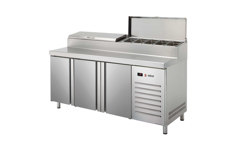 Stół chłodniczy sałatkowy, 3-drzwiowy, 428 l, 0,421 kW, ze stali nierdzewnej, 1792x700x900 mm | ASBER, ETS-180 HC LLR 90NS