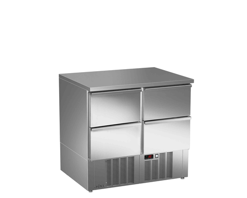 Stół chłodniczy sałatkowy, 4 szuflady, 155 l, 0,245 kW, ze stali nierdzewnej, 894x700x850 mm | ASBER, ETS-090-04 NS