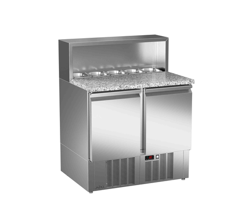 Stół chłodniczy sałatkowy do kanapek, 2-drzwiowy, 155 l, 0,245 kW, ze stali nierdzewnej, 894x700x1140 mm | ASBER, ETSA-090
