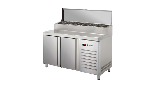 Stół chłodniczy sałatkowy do pizzy, 2-drzwiowy, 372 l, 0,286 kW, ze stali nierdzewnej, 1492x800x1057 mm | ASBER, ETPZ-8-150 HC 90NS GN1/3