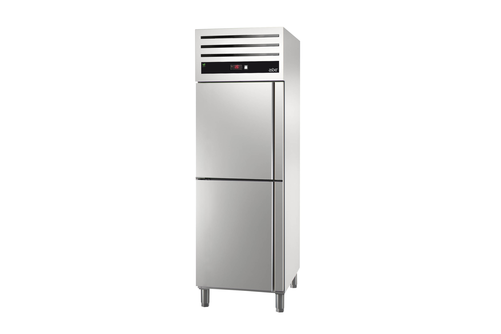 Szafa chłodnicza, 2-drzwiowa, lewy zawias, GN 2/1, 543 l, 0,182 kW, ze stali nierdzewnej, 653x837x2040 mm | ASBER, GCP-702 L