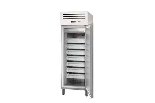 Szafa chłodnicza na ryby, 1-drzwiowa, EN 600x400, 582 l, 0,245 kW, ze stali nierdzewnej, 760x747x2006 mm | ASBER, ECF-601 R