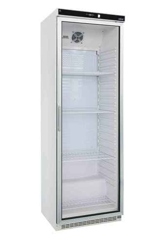 Szafa chłodnicza przeszklona, 450 l, 0,186 kW, ze stali nierdzewnej, 626x740x1865 mm | ASBER, WLP-450 GLASS