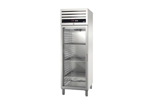 Szafa mroźnicza przeszklona, 1-drzwiowa, lewy zawias, GN 2/1, 543 l, 0,627 kW, ze stali nierdzewnej, 653x837x2040 mm | ASBER, GCN-701 L GD