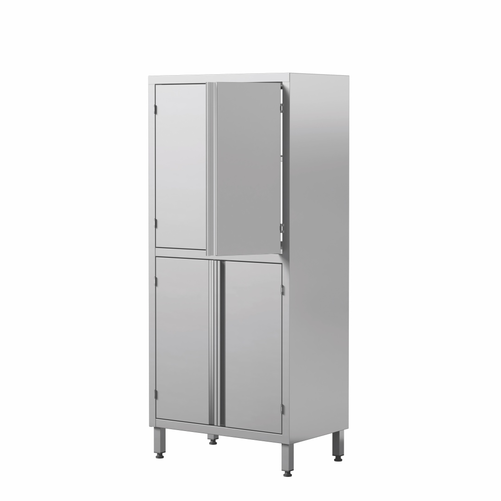 Szafa magazynowa przelotowa ze stali nierdzewnej, drzwi skrzydłowe, 2 poziomy półek, 800x500x2000 mm | EDENOX, 304 Line