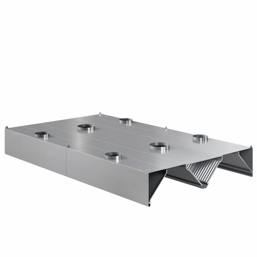 Okap centralny indukcyjny trapezowy ze stali nierdzewnej, 2000x2000x450 mm | EDENOX, 304 Line