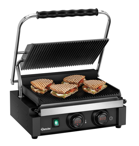 Grill kontaktowy pojedynczy, 2,2 kW, 230 V, 410x395x210 mm, czarny | BARTSCHER, PANINI-MDI 1R S