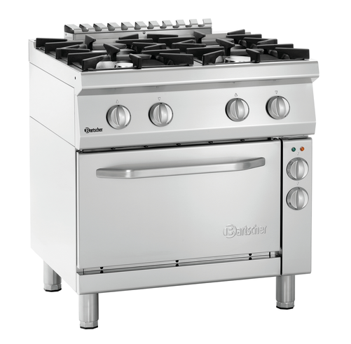 Kuchnia gazowa 4-palnikowa, wolnostojąca z piekarnikiem gazowym GN 1/1, 29,4 kW, 800x700x850 mm | BARTSCHER, 70040 EB11