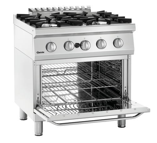 Kuchnia gazowa 4-palnikowa, wolnostojąca z piekarnikiem gazowym GN 2/1, 36,9 kW, 800x700x850 mm | BARTSCHER, 70040 GB21