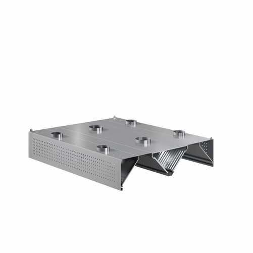 Okap centralny indukcyjno-kompensacyjny trapezowy ze stali nierdzewnej, 1400x2200x450 mm | EDENOX, 304 Line