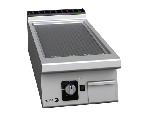 Płyta grillowa gazowa (G20 gaz ziemny), ze stali nierdzewnej, ryflowana, nastawna, 9,25 kW, 400x930x290 mm | FAGOR, FT-G905 R
