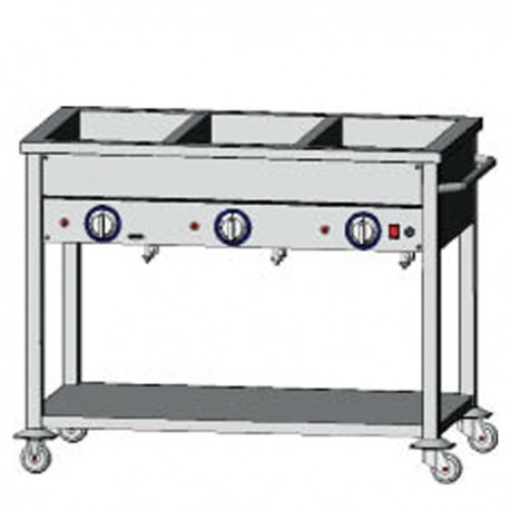 Bemar elektryczny 3-komorowy, 1100x600x850 mm z półką, jezdny, 2,4 kW | EGAZ, BE-3JS