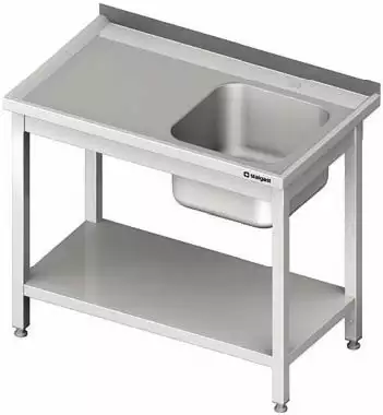 Stół ze zlewem jednokomorowym z prawej strony z półką 1100x700x850 mm | STALGAST, 980697110