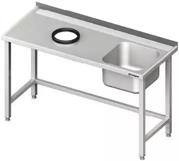 Stół ze zlewem z prawej strony i otworem na odpadki 1900x600x850 mm | STALGAST, 980936190