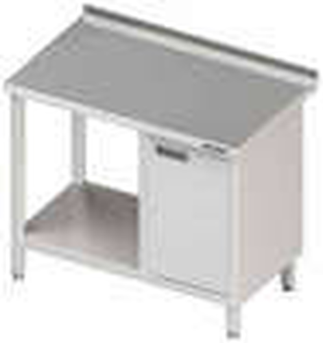 Stół przyścienny z szafką z drzwiami skrzydłowymi po prawej stronie i półką 1800x700x850 mm | STALGAST, 980517180