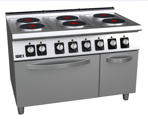 Kuchnia elektryczna z 6 polami grzewczymi, wolnostojąca z piekarnikiem elektrycznym, 21,6 kW, 1200x730x850 mm | FAGOR, C-E761