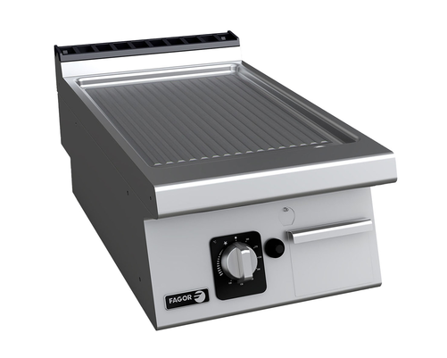 Płyta grillowa elektryczna, ze stali nierdzewnej, ryflowana, nastawna, 5 kW, 400x730x290 mm | FAGOR, FT-E705 R