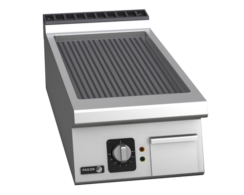 Płyta grillowa elektryczna, ze stali nierdzewnej, ryflowana, nastawna, 7,5 kW, 400x930x290 mm | FAGOR, FT-E905 R