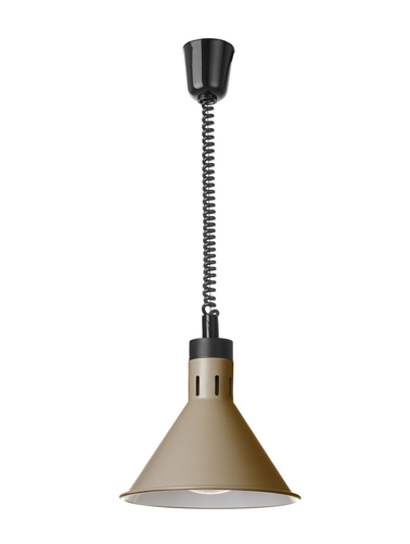 Lampa do podgrzewania potraw wisząca stożkowa, 0,375 kW, ⌀275x250 mm, beżowa | HENDI, 273777