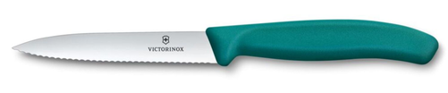 Nóż do jarzyn ząbkowany, ostrze 100 mm, zielony | VICTORINOX, 6.7734.C1