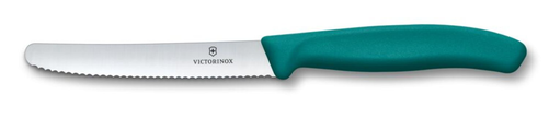 Nóż do pomidorów ząbkowany, ostrze 110 mm, zielony | VICTORINOX, 6.7834.C1