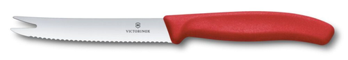Nóż do sera i kiełbasy ząbkowany, ostrze 110 mm, czerwony | VICTORINOX, 6.7861.C1