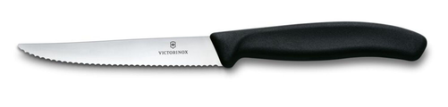 Nóż do steków i pizzy ząbkowany, ostrze 110 mm, czarny | VICTORINOX, 6.7233