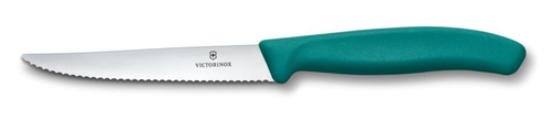 Nóż do steków i pizzy ząbkowany, ostrze 110 mm, zielony | VICTORINOX, 6.7234.C1