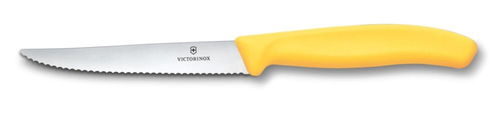 Nóż do steków i pizzy ząbkowany, ostrze 110 mm, żółty | VICTORINOX, 6.7238.C1