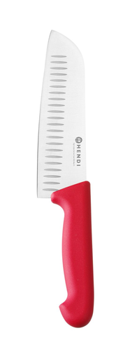Nóż santoku HACCP, ostrze 180 mm, czerwony | HENDI, Profi Line