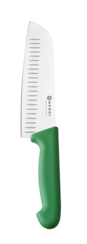 Nóż santoku HACCP, ostrze 180 mm, zielony | HENDI, Profi Line