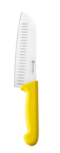 Nóż santoku HACCP, ostrze 180 mm, żółty | HENDI, Profi Line