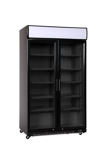 Szafa chłodnicza barowa dwudrzwiowa z podświetlanym panelem, 827 l, 0,48 kW, czarna | ARKTIC, 241042