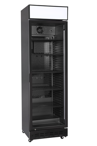 Szafa chłodnicza barowa jednodrzwiowa z podświetlanym panelem, 274 l, 0,25 kW, czarna | ARKTIC, 241028
