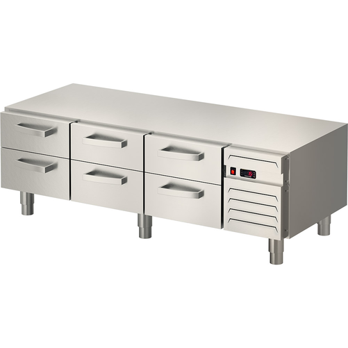 Podstawa chłodnicza GN 1/1 z 6 szufladami, 155 l, 1600x690x580 mm | STALGAST, Linia 700